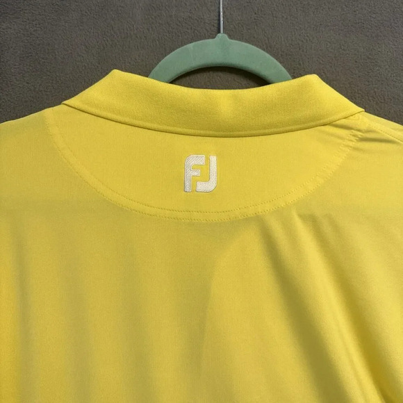 FootJoy FJ Performance Golf Polo Shirt Mens Size XL Yellow Blue Striped - Picture 4 of 7